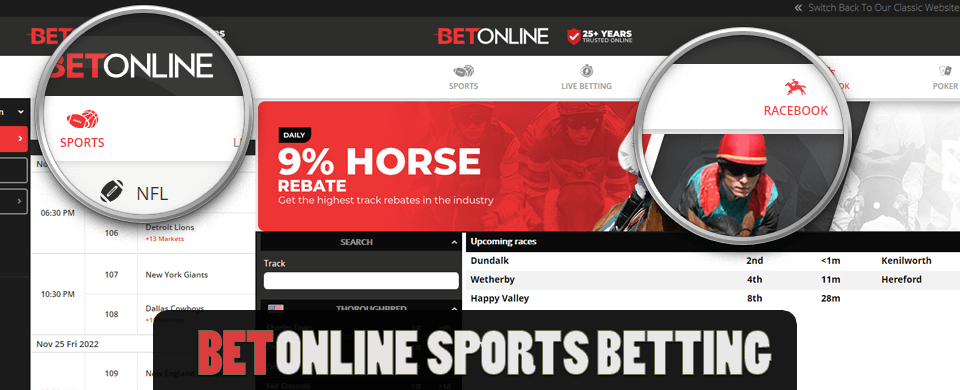 Betonline racebook and sports betting lobby