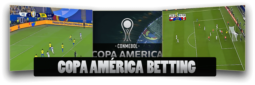 Two final football matches and Copa America betting text written in silver color