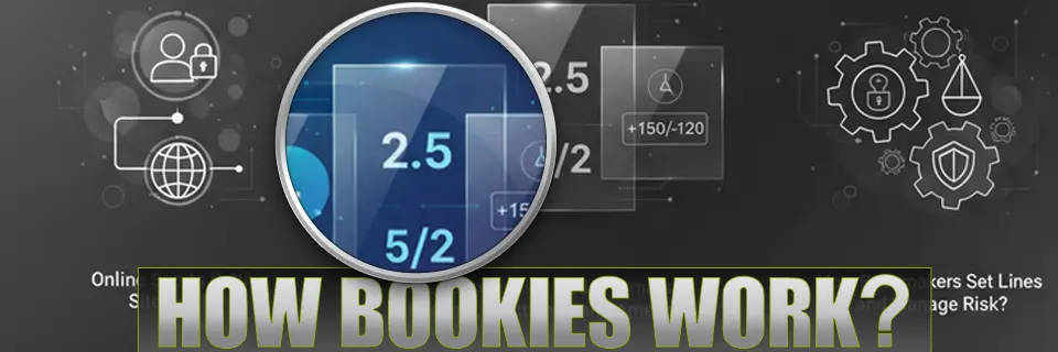 How Bookies Work text above grayscale screen with 2.5 decimal and 5/2 fractional betting odds in color magnified.