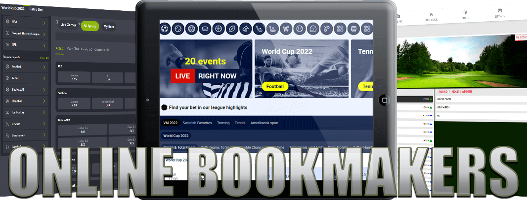 Screenshots of the 3 online bookmakers: Comeon, William Hill and Betonline